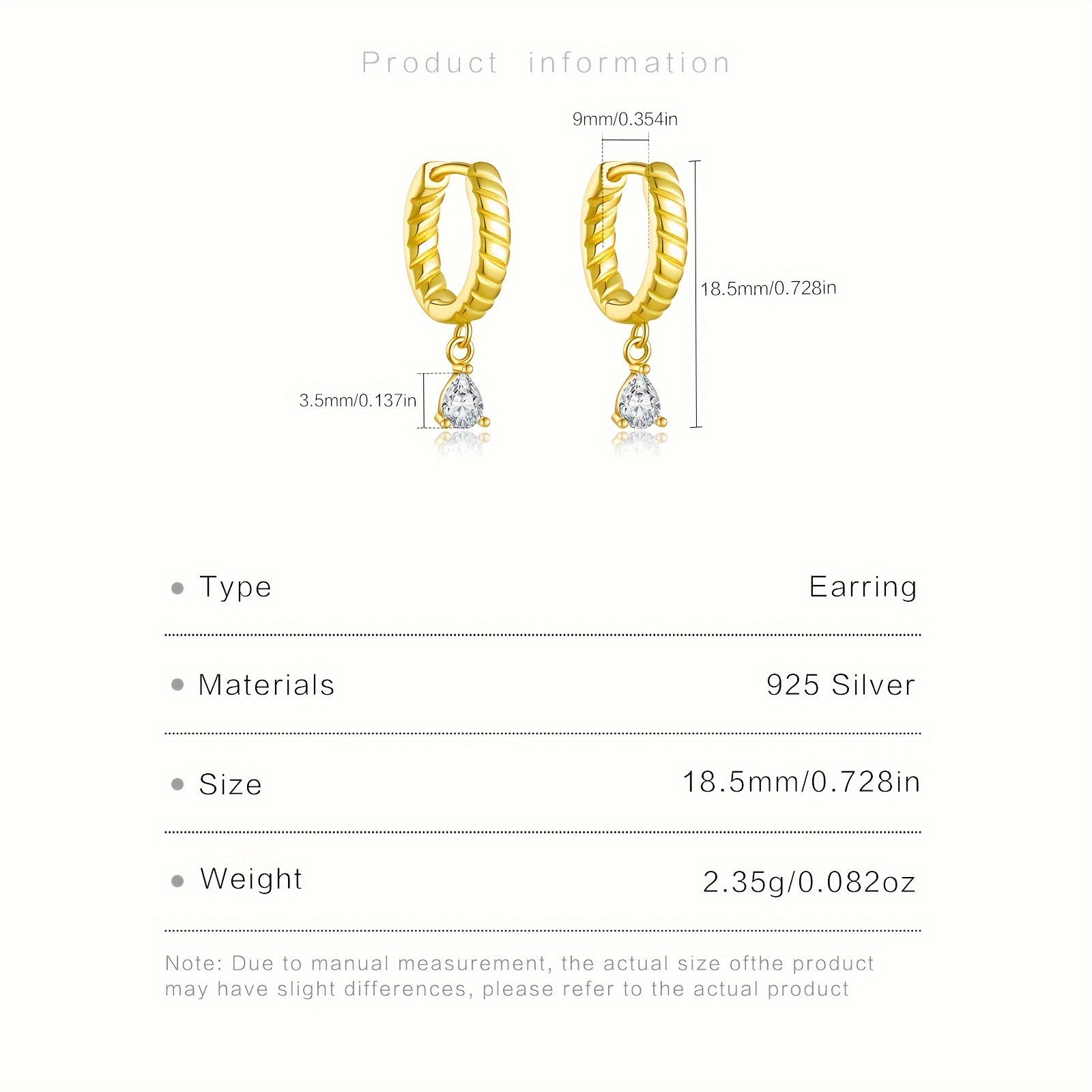 925 Sterling Silver Teardrop Zirconia Dangle Earrings